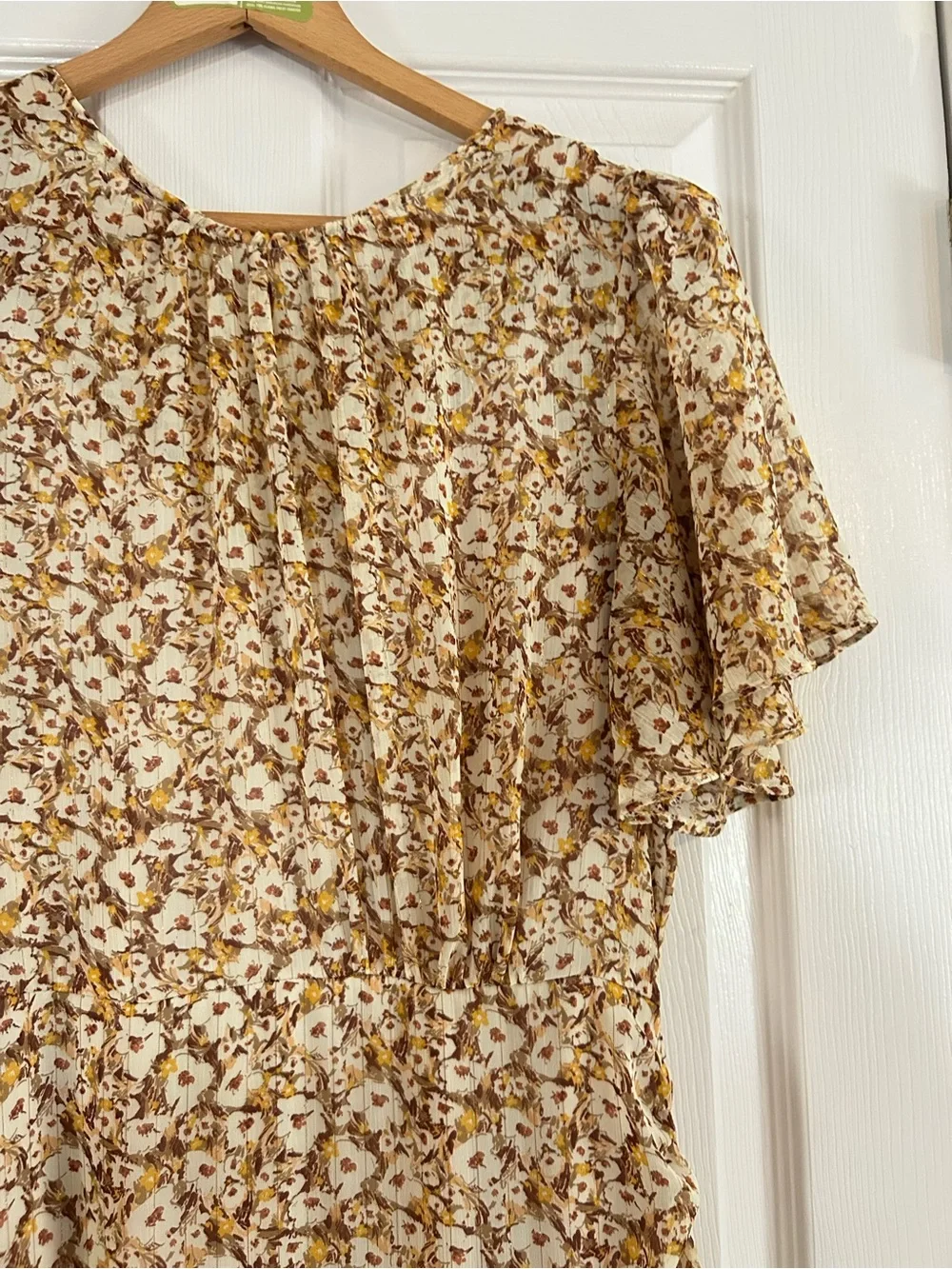 Astr Yellow Floral Dress with Flutter Sleeves - Picture 2 of 6